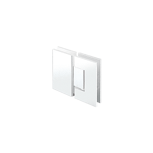 White with Chrome Center Block Junior Geneva 180 Series 180 Degree Glass-to-Glass Hinge