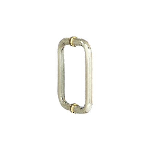 6" Standard Tubular Back to Back Handles w/Washers Polished Chrome w/ Brass Accents