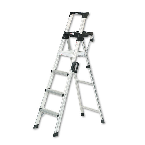 Signature Series Aluminum Folding Step Ladder w/Leg Lock & Handle, 6 ft, 4-Step