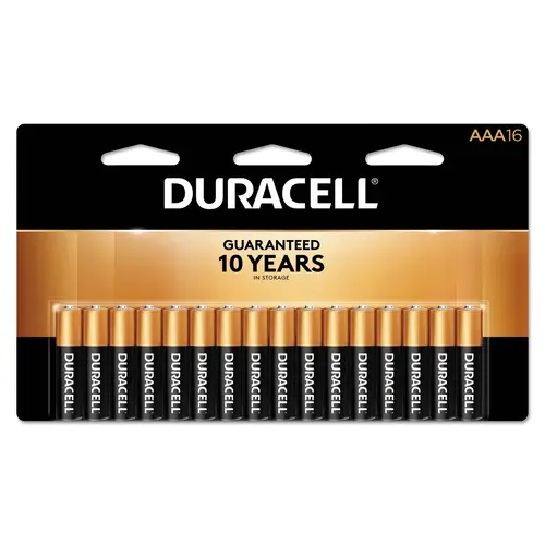 DURACELL MN2400B16 Battery, 1.5 V Battery, AAA Battery, Alkaline, Manganese Dioxide - pack of 16