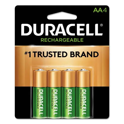 DURACELL 66155 Rechargeable Battery, 2000 mAh, AA Battery, Nickel-Metal Hydride - pack of 4