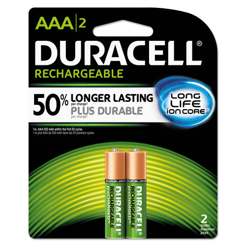 DURACELL DURNLAAA2BCD Rechargeable Battery, 700 mAh, AAA Battery, Nickel-Metal Hydride - pack of 2