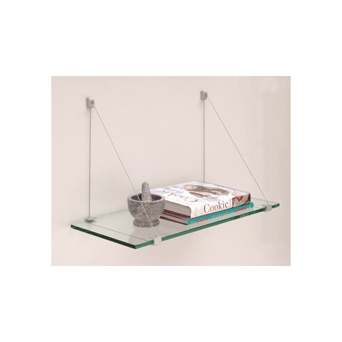 Satin Aluminum 6" x 24" Cable Glass Shelf Kit