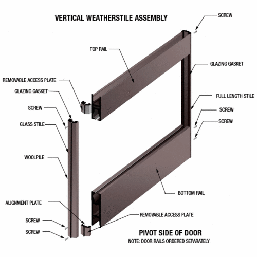 Black Bronze Anodized Custom Size Vertical Weather Stile - Single Door