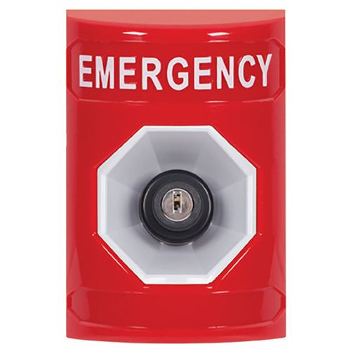 Stopper Station, Red, No Cover, Key-to-Activate, "EMERGENCY"English