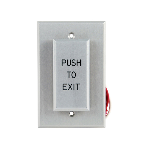 Dortronics W5286-P23DAxE1R 5286 Series Single Gang Push Plate Switch, Pneumatic 2-60 Second Delay, Form Z, 1-1/2" Wide Push Plate, 3" Wide Back Plate, "PUSH TO EXIT" in Red Letters
