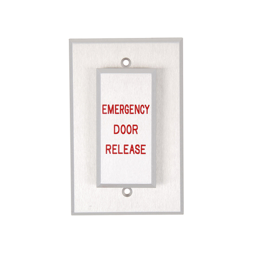 5286 Series Single Gang Push Plate Switch, Pneumatic 2-60 Second Delay, Form Z, 1-1/2" Wide Push Plate, 3" Wide Back Plate, "EMERGENCY DOOR RELEASE" in Red Letters