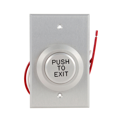 5287 Series Single Gang Heavy Duty Push Button Switch, Pneumatic 2-60 Second Delay, Form Z, 1-1/2" Diameter Button, "PUSH TO EXIT" in Black Letters
