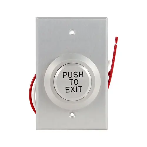 Dortronics W5287-P23DAxE1 5287 Series Single Gang Heavy Duty Push Button Switch, Pneumatic 2-60 Second Delay, Form Z, 1-1/2" Diameter Button, "PUSH TO EXIT" in Black Letters