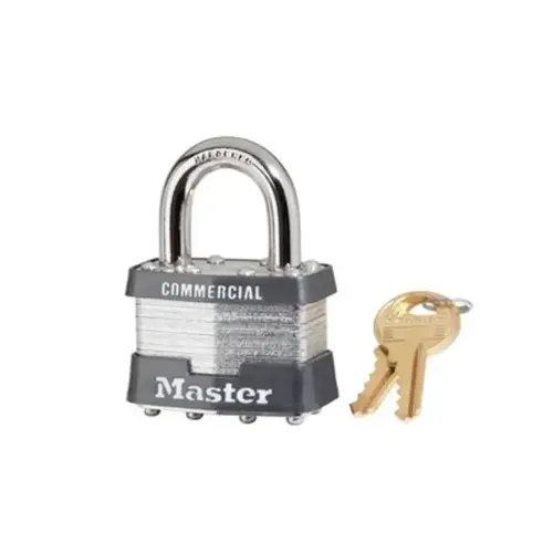 1-3/4 In. Wide Laminated Steel Body, 15/16 In. Tall 5/16 In. Diameter Hardened Steel Shackle, Non-Rekeyable 4 Pin Cylinder