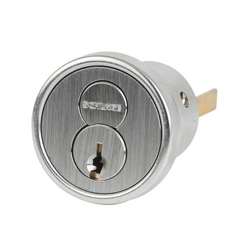 Schlage 20-022 C Rim Cylinder, Conventional, Horizontal Tail Piece, C  Keyway, Satin Chrome - ACCESS HARDWARE