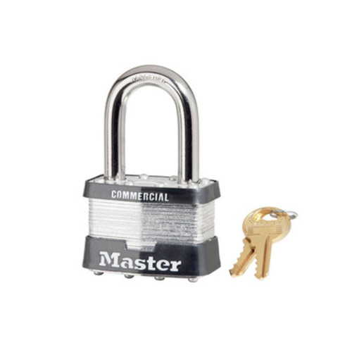 Master Lock Company 5KALF A1463 2 In. Wide Laminated Steel Body, 1-1/2 In. Tall 3/8 In. Diameter Hardened Boron Alloy Shackle, 4 Pin Cylinder Keyed Alike