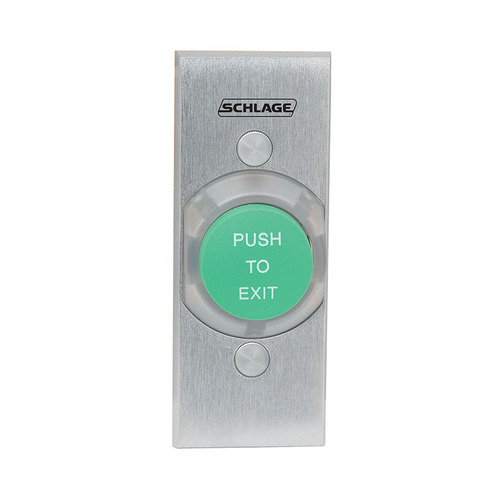 1-5/8" Mushroom Button, Single Gang, Glow-in-the-Dark "PUSH TO EXIT", Double Pole Double Throw