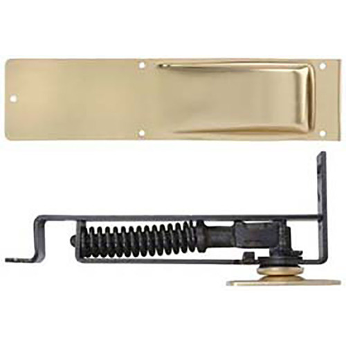 Light Duty Horizontal Double Acting Spring Pivot with Floor Plate Bright Brass Finish