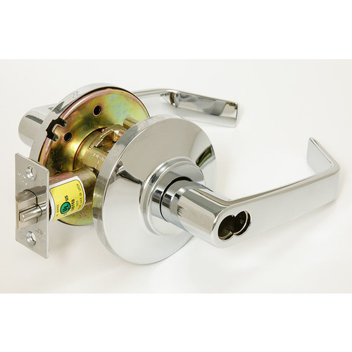 7K Series 2-3/4" Backset 7 Pin 15 Lever and D Rose ANSI Strike Less Core Bright Chrome Finish