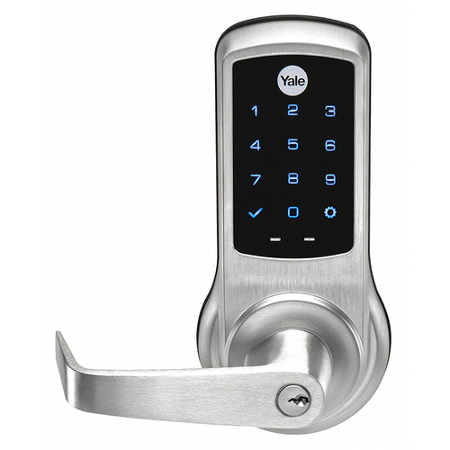 Pacific Beach Lever NexTouch Key Override Capacitive Touchscreen No Radio Lockset with Small Format Interchangeable Core Prep Satin Chrome Finish