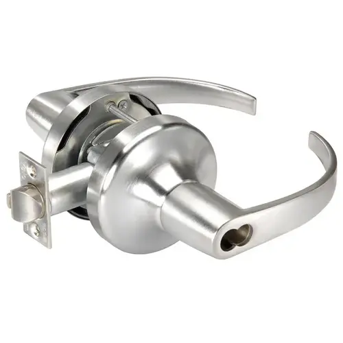 Storeroom Pacific Beach Lever Grade 1 Cylindrical Lock with Small Format Interchangeable Core, 694 Latch, and 497-114 Strike Prep US26D (626) Satin Chrome Finish