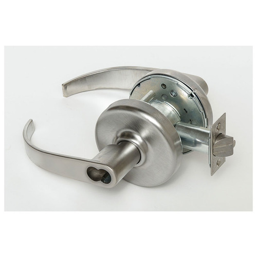 Zinc Princeton Lever and D Rose Single Cylinder Storeroom Grade 1 Extra Heavy Duty Cylindrical Lever Lock with Large Format IC 6 Pin Less Core Satin Chrome Finish