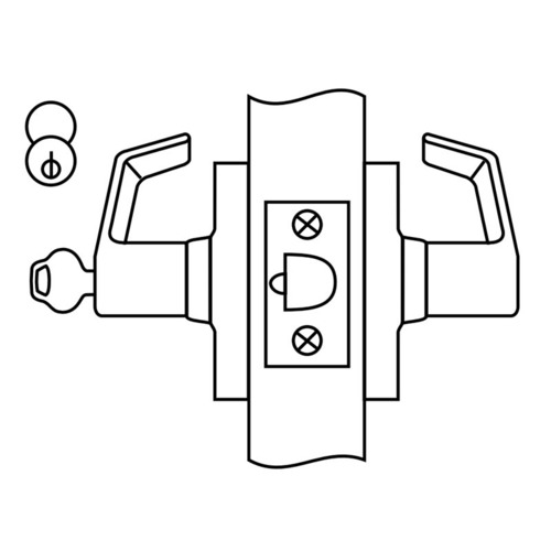 CL3555 Classroom Lockset x IC, Satin Chrome