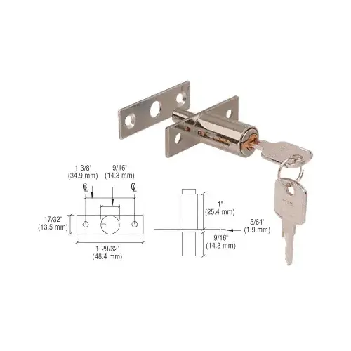 Brushed Nickel Plated Deluxe Plunger Lock - Keyed Alike