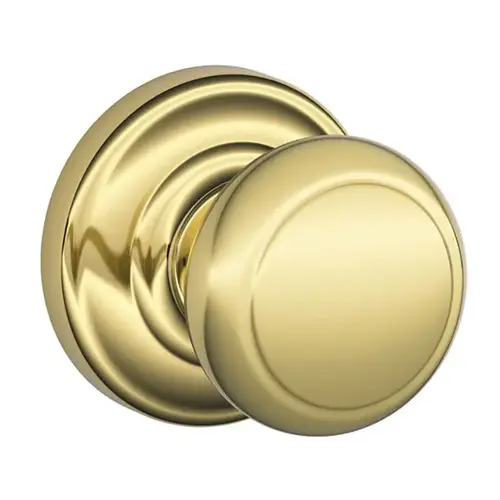 Schlage Residential F10AND605Andover Knob with Andover Knob with Rose Passage Lock with 16080 Latch and 10027 Strike Bright Brass Finish