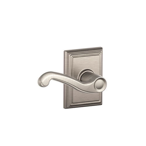 Flair Lever with Addison Rose Passage Lock with 16080 Latch and 10027 Strike Satin Nickel Finish