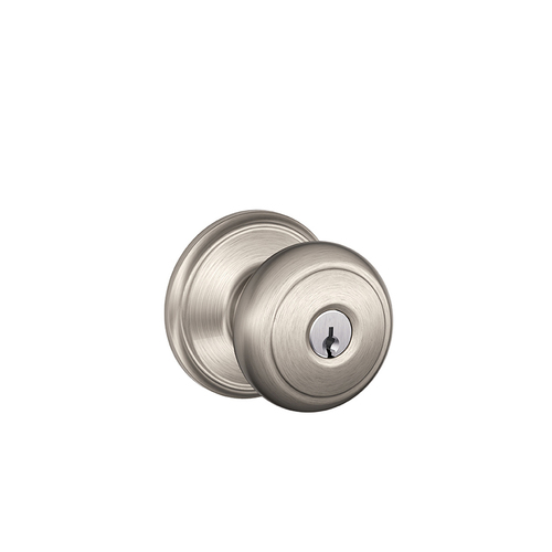 Andover Knob Keyed Entry Lock C Keyway with 16211 Latch and 10063 Strike Satin Nickel Finish