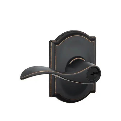 Accent Lever with Camelot Rose Keyed Entry Lock C Keyway with 16211 Latch and 10063 Strike Aged Bronze Finish