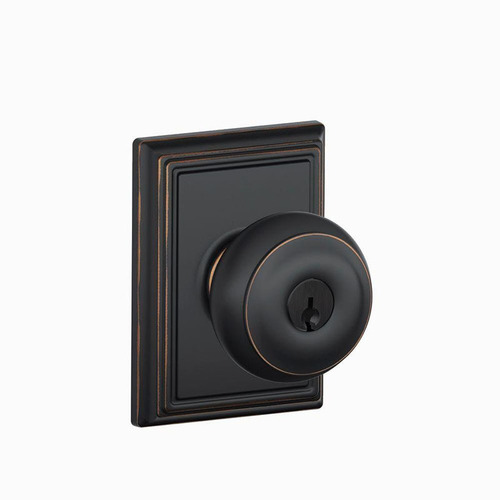 Andover Knob with Addison Rose Keyed Entry Lock C Keyway with 16211 Latch and 10063 Strike Aged Bronze Finish