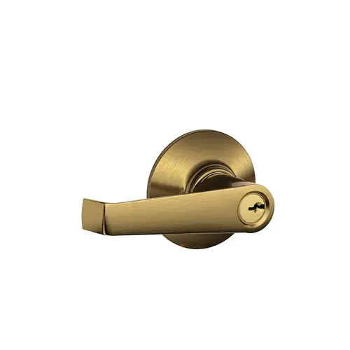 Elan Lever Keyed Entry Lock C Keyway with 16211 Latch and 10063 Strike Antique Brass Finish