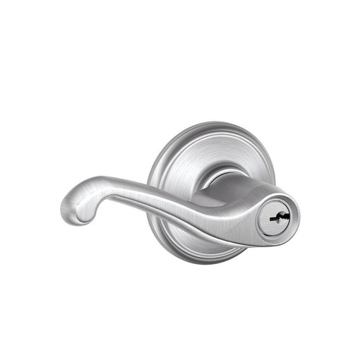 Flair Lever Keyed Entry Lock C Keyway with 16211 Latch and 10063 Strike Satin Chrome Finish