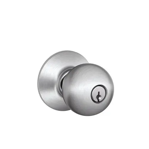 Orbit Knob with Century Rose Keyed Entry Lock C Keyway with 16211 Latch and 10063 Strike Satin Chrome Finish