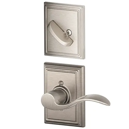 Right Hand Accent Lever with Addison Rose Interior Active Trim with 12326 Latch and 10269 Strikes Satin Nickel Finish