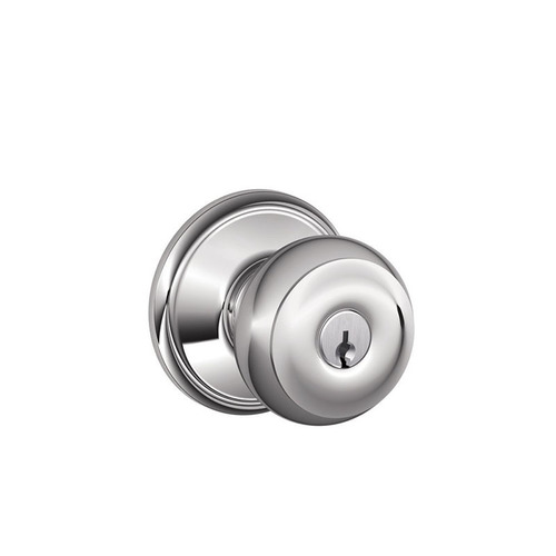 Georgian Knob Keyed Entry Lock C Keyway with 16211 Latch and 10063 Strike Bright Chrome Finish