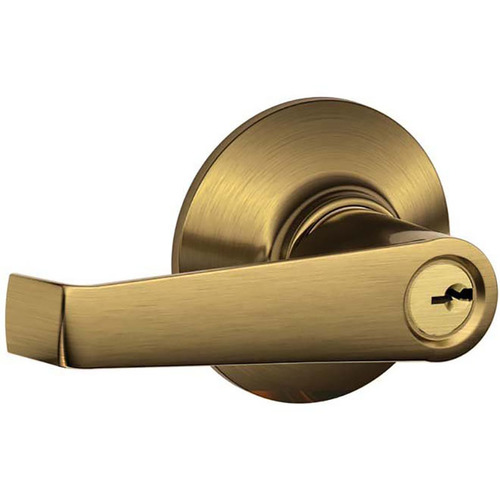 Elan Lever Storeroom Lock C Keyway with 16211 Latch and 10063 Strike Antique Brass Finish