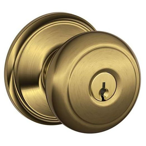 Andover Knob Storeroom Lock C Keyway with 16211 Latch and 10063 Strike Antique Brass Finish