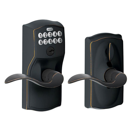 Camelot with Georgian Knob Entry Flex Lock Electronic Keypad with 16211 Latch and 10063 Strike Aged Bronze Finish