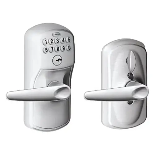 Plymouth with Jazz Lever Entry Flex Lock Electronic Keypad with 16211 Latch and 10063 Strike Satin Chrome Finish