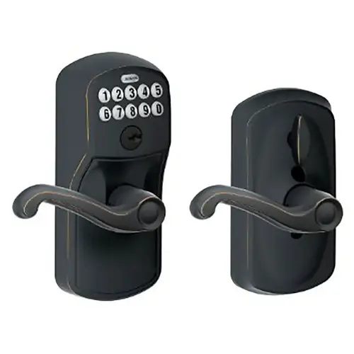 Plymouth with Flair Lever Entry Flex Lock Electronic Keypad with 16211 Latch and 10063 Strike Aged Bronze Finish