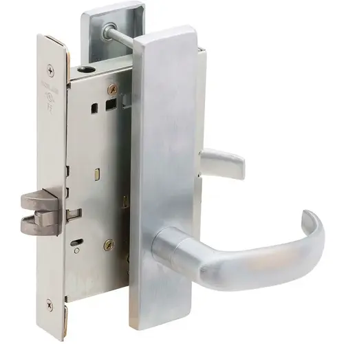 Automatic Unlocking Entry Mortise Lock Concealed Cylinder C Keyway with 17 Lever and L Escutcheon Satin Chrome Finish