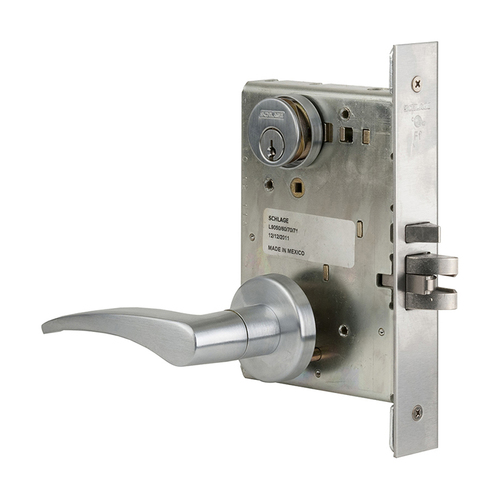 Entry / Office Mortise Lock C Keyway with 12 Lever and A Rose Right Hand Satin Chrome Finish