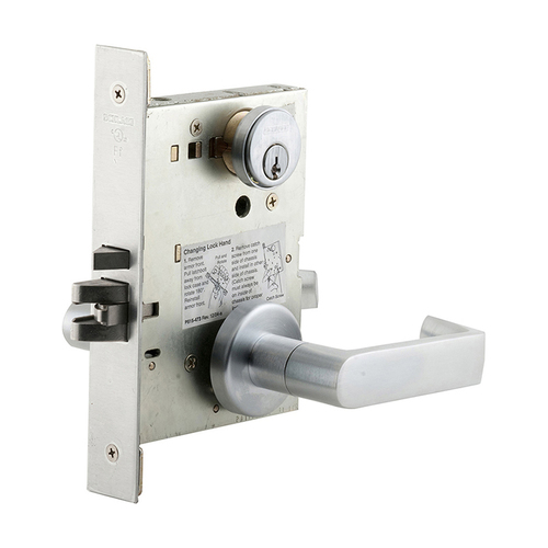 Storeroom Mortise Lock C Keyway with 06 Lever and A Rose Satin Chrome Finish