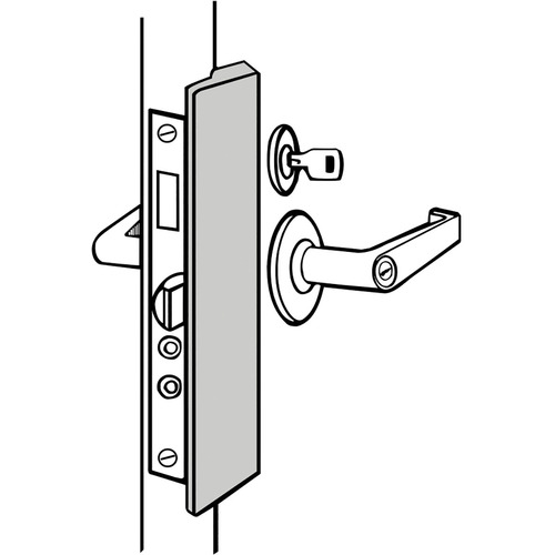 1-1/2" x 8-7/8" Slimline Latch Protector for Outswing Doors Silver Coated Finish