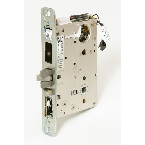 Single Cylinder Fail Secure Electronic Mortise Lever by Lever Lock Body, Strike, Front Plate, and Screw Pack and L4 Keyway Satin Chrome Finish