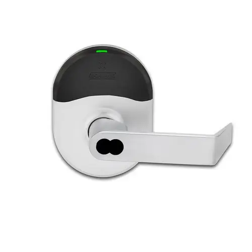 NDE Series Wireless Cylindrical Vandlgard Storeroom Lock Small Format Less Core Rhodes Lever Satin Brass Finish