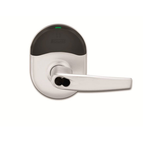 NDE Series Wireless Cylindrical Vandlgard Storeroom Lock Large Format Less Core Athens Lever Bright Brass Finish