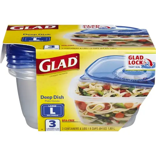 GLAD 70045 GladWare Deep Dish 64oz 6/3ct