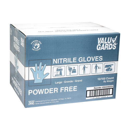 VALUGARDS 304340223 Valugards White Nitrile Powder Free Large Glove, 100 Each