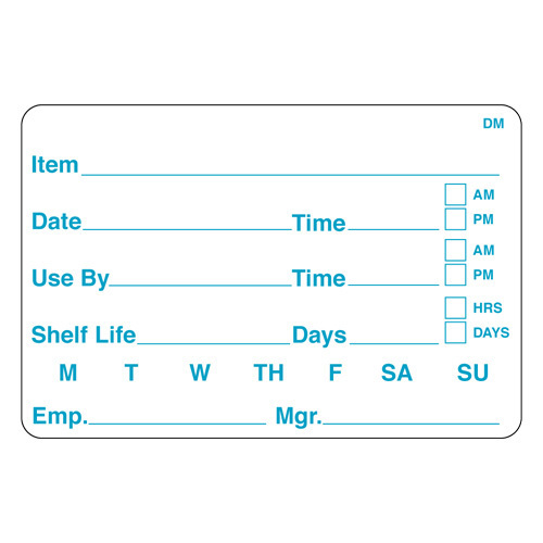 2x3 DM 125 Shelf Life (12 roll Case) 2 inch x 3 inch rectangle DissolveMark-Dissolvable Adhesive 125 count - Shelf Life Label (12 rolls per Case)