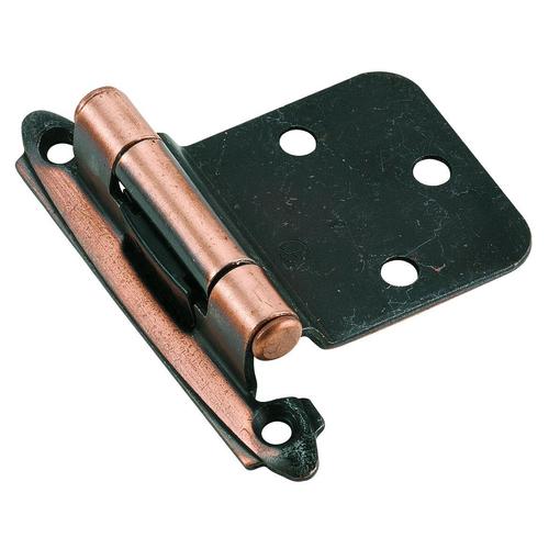 Variable Overlay Self Closing Face Mount Cabinet Hinge Antique Copper Finish